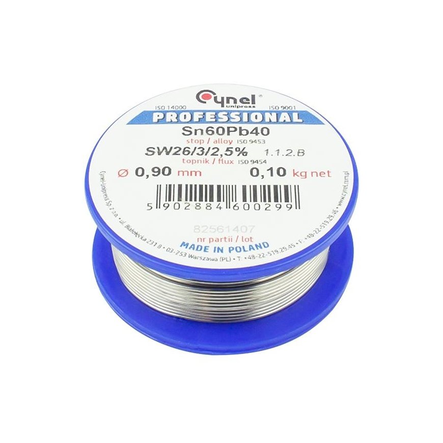 Lydmetalis su fliusu CYNEL Sn60Pb40 SW26 0.90mm 100g – 2
