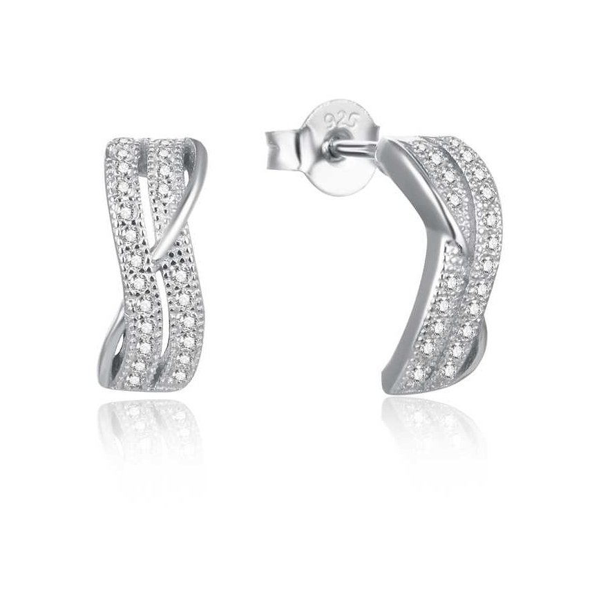 Beneto Modern silver earrings with clear