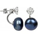 Jwl Luxury Pearls Silver earrings with real blue pearl and crystal 2in1 JL0225 Jwl Luxury Pearls Silver earrings with real blue pearl and crystal 2in1 JL0225