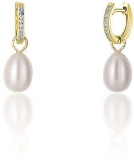 Jwl Luxury Pearls Auksuoti auskarai á la Duchess Kate su tikru perlu ir cirkoniais 3in1 JL0686