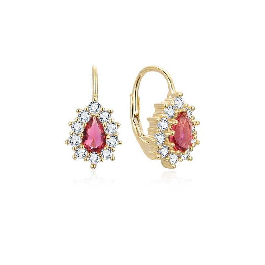 Bennett gold-plated earrings with red zircons AGUC3298R-GOLD