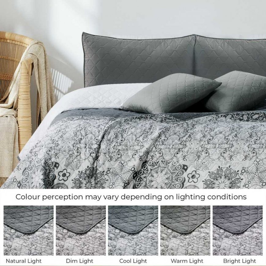 DecoKing Bedspread WH + Grey 260x280 – 4