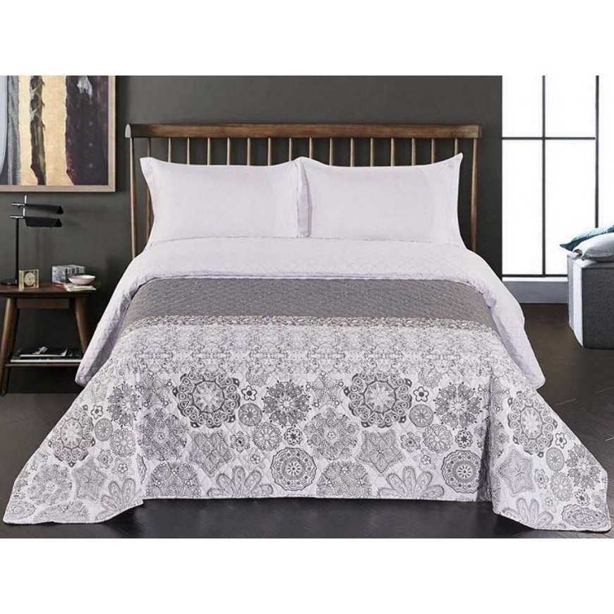 DecoKing Bedspread WH + Grey 260x280 – 5
