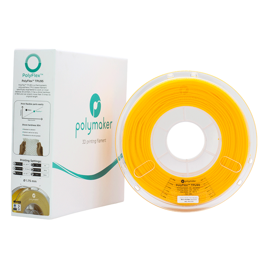 Polymaker PolyFlex TPU-95A - 0.75kg - 1.75mm - Yellow – 3