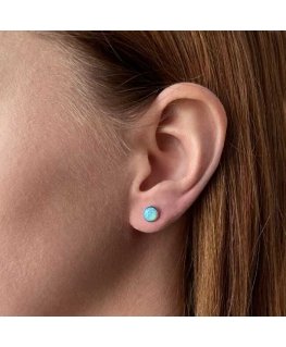 Evolution Group Silver earrings with light blue synthetic opal 11001.3 lt.blue