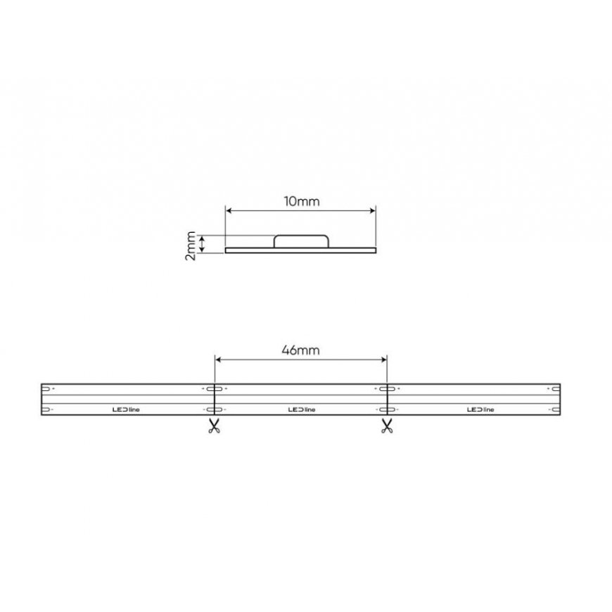 LED juosta 24Vdc, 14W/m, COB 528LED/m, 1400lm, šaltai balta 6500K, IP66, 180°, LED LINE – 2