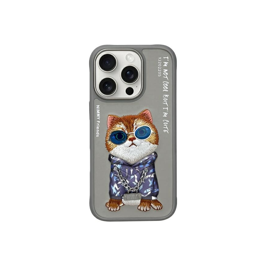 Nimmy Apple iPhone 16 Pro 6,3" puhelinkuori harmaa Lasit Cool Cat