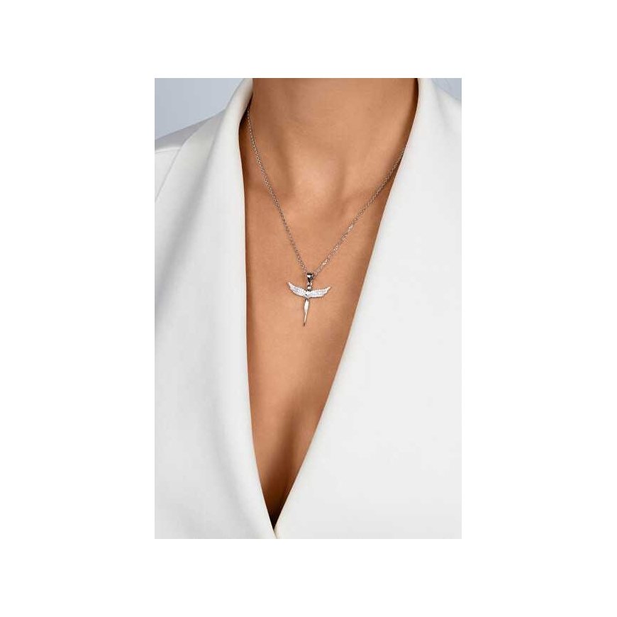 Brilio Silver Charming silver necklace Angel with zircons NCL132W – 3