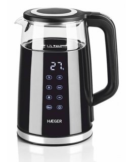 Haeger EK-DIG.028A elektrikann 1,7 l 2200 W Must, Roostevaba teras, Läbipaistev