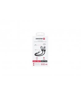Swissten Textile USB-C / USB-C / Aux 3.5mm Charging Audio Adapter 0.12m