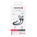Swissten Textile USB-C / USB-C / Aux 3.5mm Charging Audio Adapter 0.12m Swissten Textile USB-C / USB-C / Aux 3.5mm Charging Audio Adapter 0.12m
