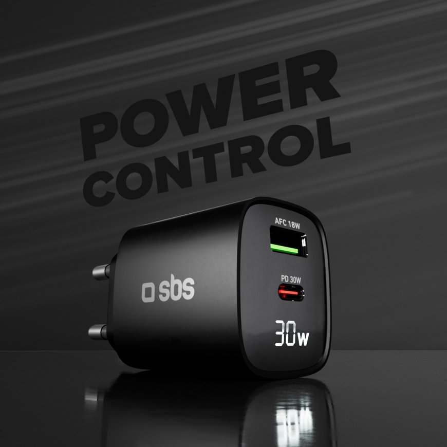 SBS TETRGANLCD1USB1C30K mobiilseadme laadija Universaalne Must Vahelduvvool Kiirlaadimine Hoonesisen – 2