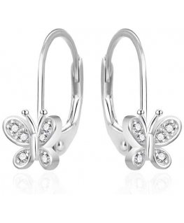 Agato Silver tyttöjen korvakorut Butterfly zirkoneilla AGT-ED016LW
