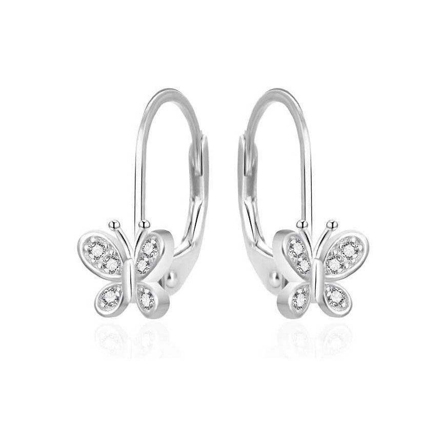 Agato Silver girls' earrings Butterfly with zircons AGT-ED016LW