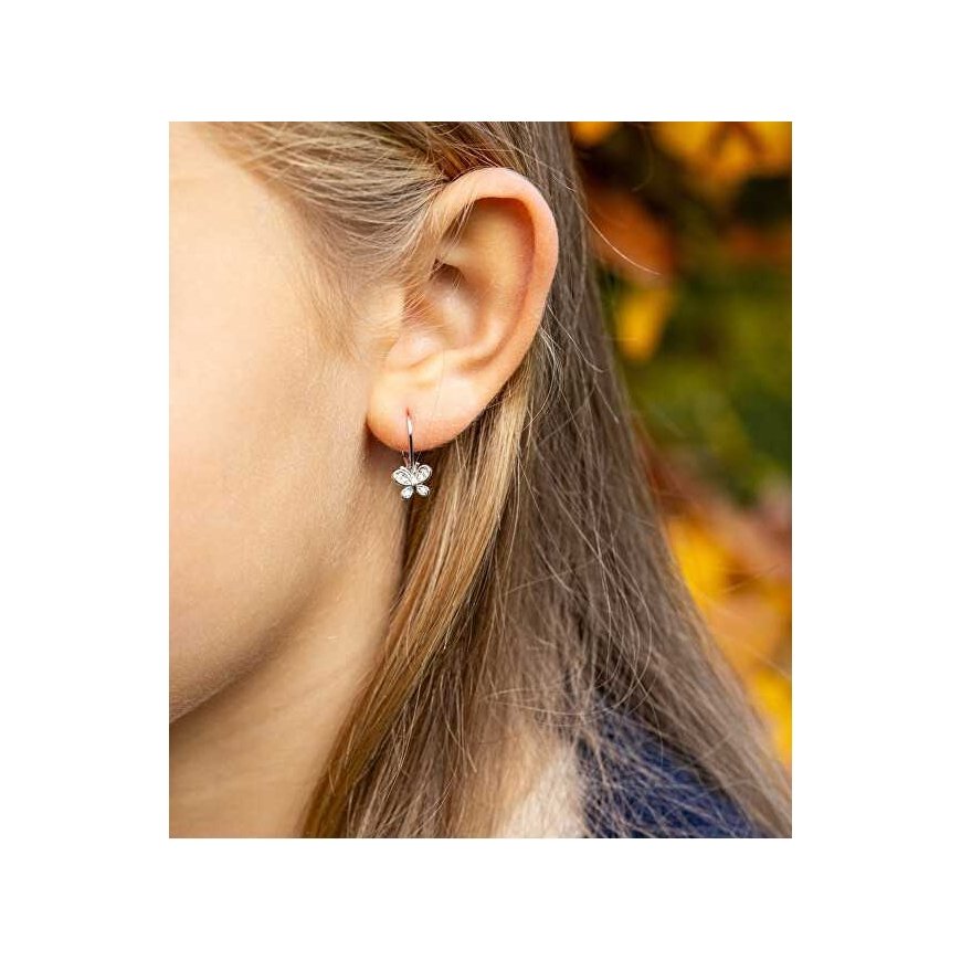 Agato Silver girls' earrings Butterfly with zircons AGT-ED016LW – 2