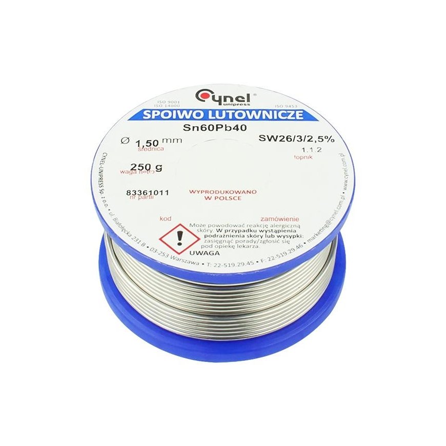 Lydmetalis su fliusu CYNEL LC60-SW26 1.50mm 250g