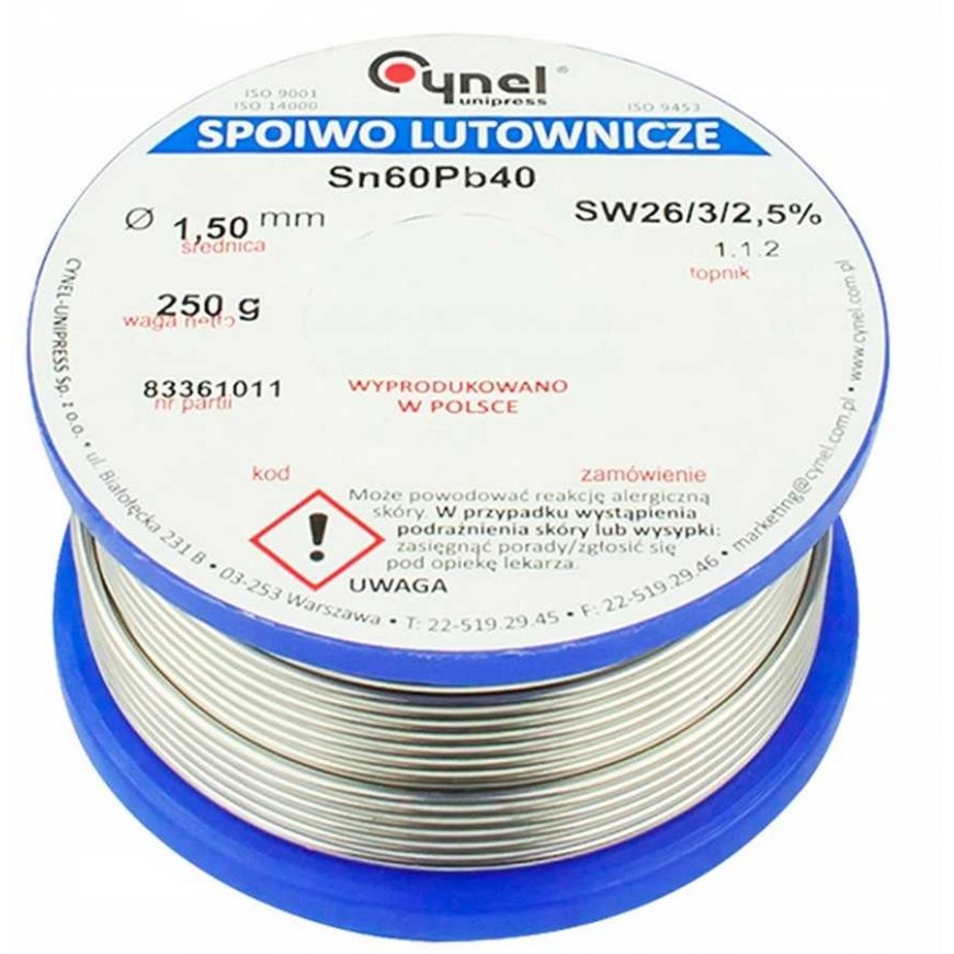 Lydmetalis su fliusu CYNEL LC60-SW26 1.50mm 250g – 2
