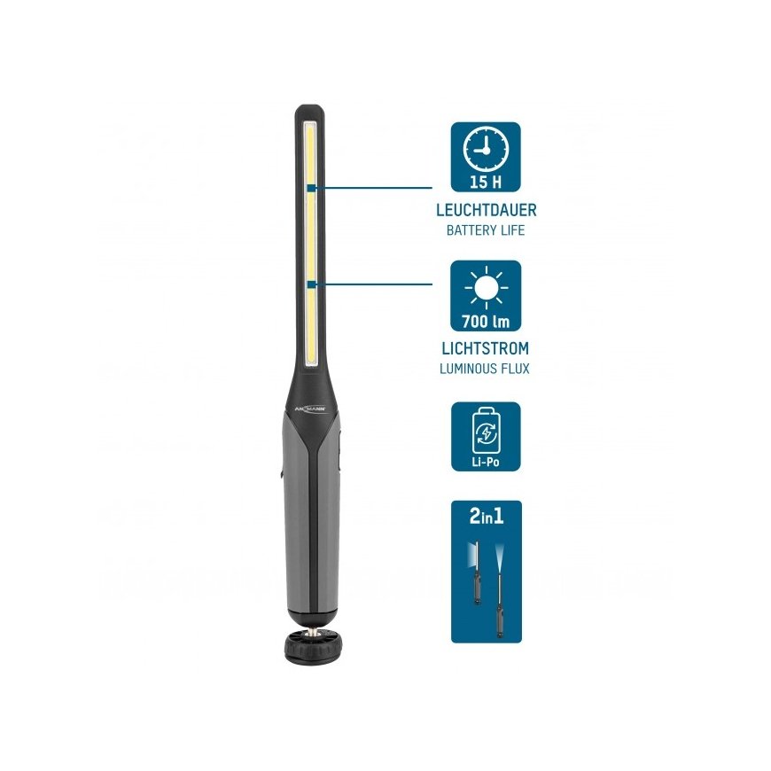 Ansmann Rechargeable LED flashlight, USB-C, Li-pol