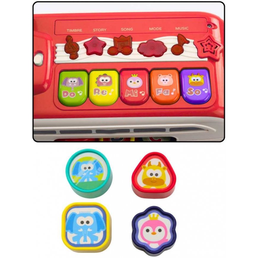 Lean Toys Interactive Educational Bus Sorting Lights Sounds Red – 2