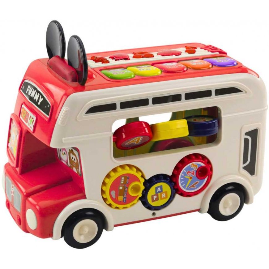 Lean Toys Interactive Educational Bus Sorting Lights Sounds Red – 3