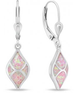 Brilio Silver Charming silver earrings with pink opals EA1129WP