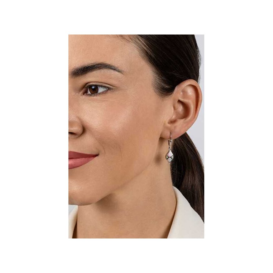 Brilio Silver Charming silver earrings with pink opals EA1129WP – 3