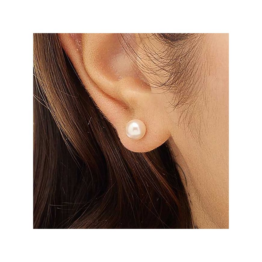 Sagapo Charming steel earrings with pink pearl Wisdom SWI28