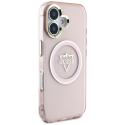 Guess IML Metal Mountain Logo MagSafe Apple iPhone 16 dėklas telefonui rožinės spalvos Guess IML Metal Mountain Logo MagSafe Apple iPhone 16 dėklas telefonui rožinės spalvos