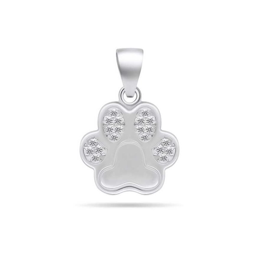 Brilio Silver Playful silver pendant with zircons Paw PT63W