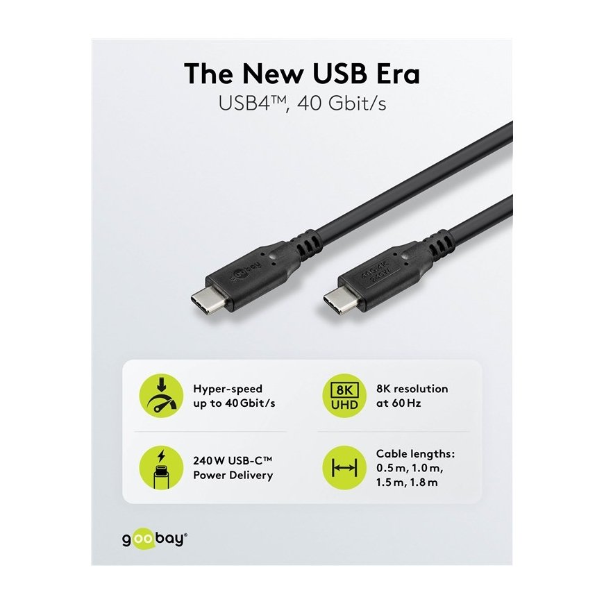 Goobay 74182 USB кабель USB4 Gen 2x2 0,5 m USB C Черный – 2