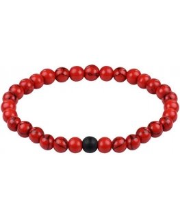 Troli Beaded bracelet made of red howlite and onyx