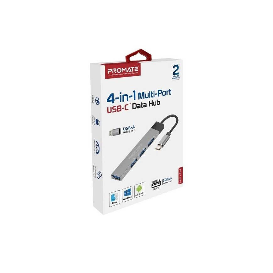 Promate LiteHub-4 USB-C Hub 3xUSB2.0 + USB3.0