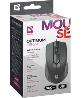 Defender Optimum MB-270 pele Birojs Labā roka USB Type-A Optisks 1000 DPI