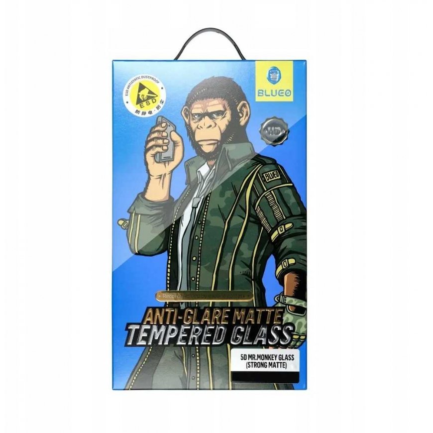 Blueo 5D grūdintas stiklas Mr. Monkey Glass – Apple iPhone 14 Pro juodas (stiprus matinis) – 4