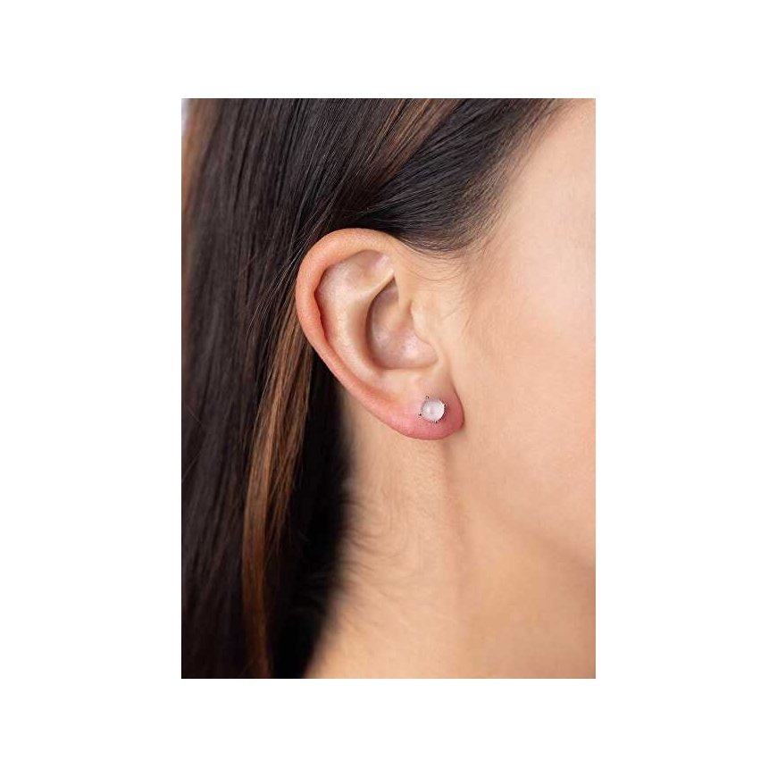 Silvego Sidabrinis stud earrings with real rose auksinis 6 mm JJJLRD6ERO