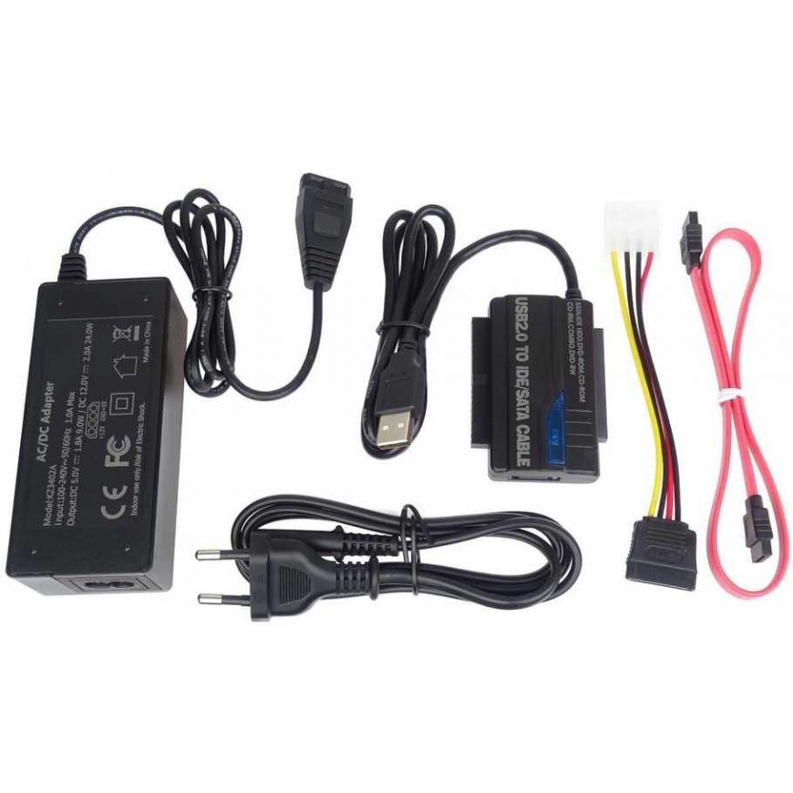 PremiumCord – USB 2.0 IDE + SATA Connection with Cavi and Rete Power Supply – 5