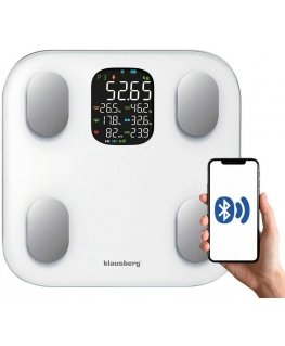 Kitchen scales BATHROOM SCALES WITH FAT AND BODY COMPOSITION MEASUREMENT, SMART, BT, KLAUSBERG KB-7855 White