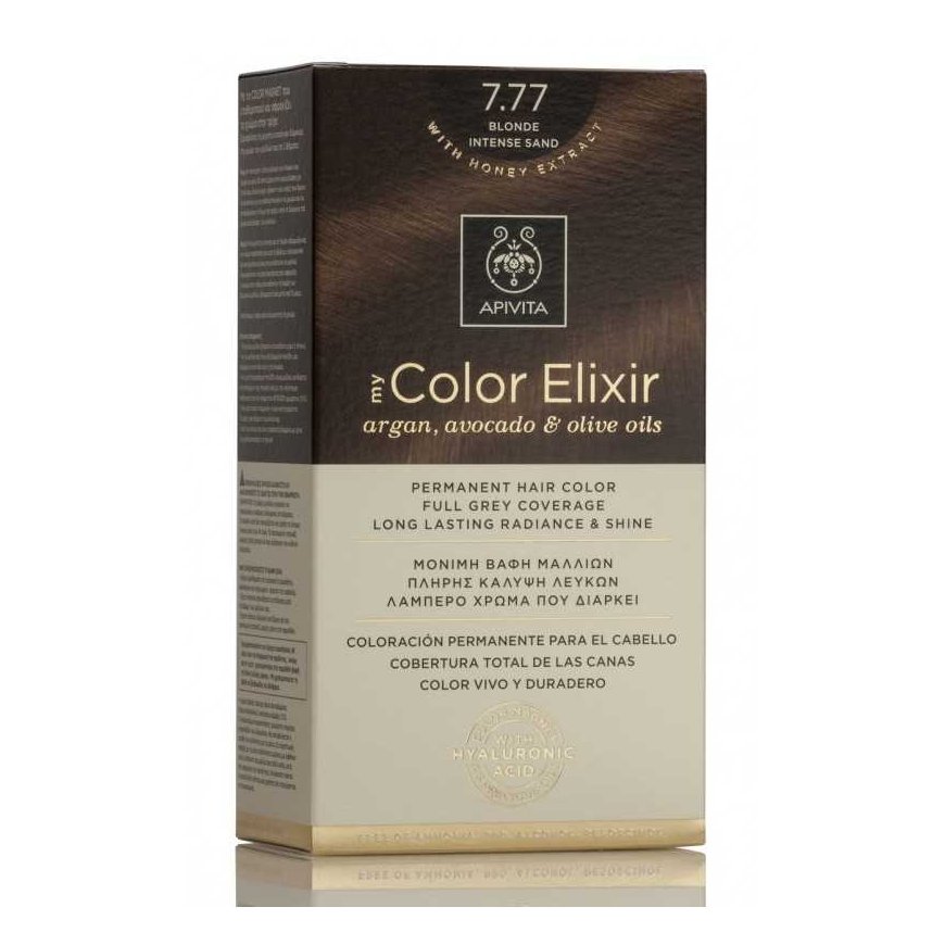 Permanent hair dye Apivita MY COLOR ELIXIR, 7.77 Blonde Intense Sand