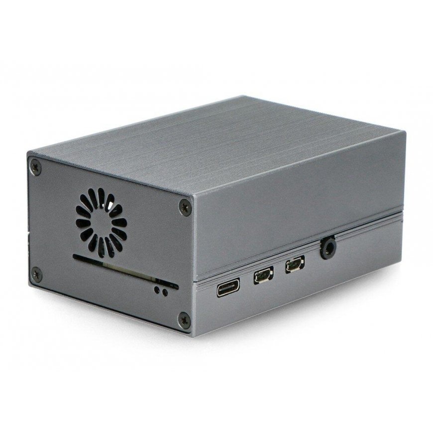 Oem-alumiininen kotelo Raspberry Pi 4B:lle tuulettimella - harmaa – 4