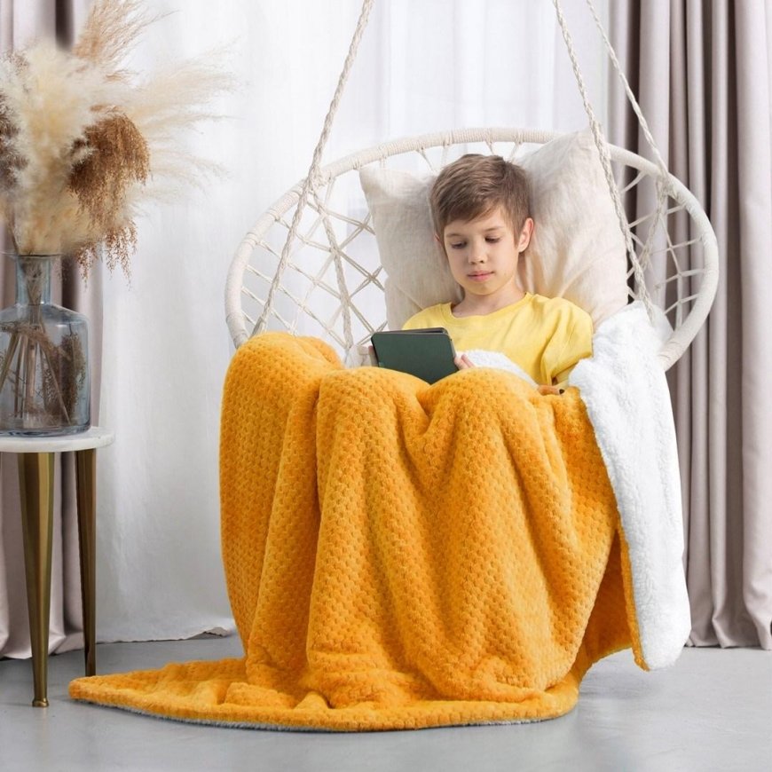 AmeliaHome Plaid SHLEEPY, 220x240 cm, color: orange/white – 3