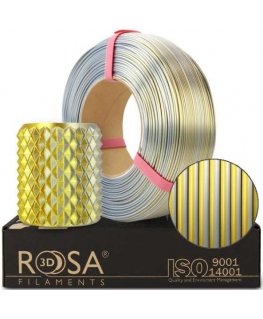 Rosa Plast 3D muovi PLA kaksipuolinen kulta/hopea 1,75mm 1kg täyttöpakkaus Rosa3D