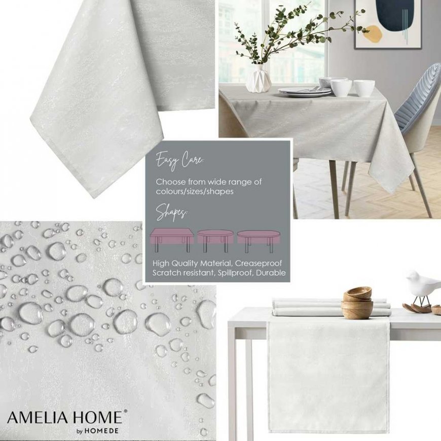 Tablecloth Vesta cream pressed modern 80x80 AmeliaHome