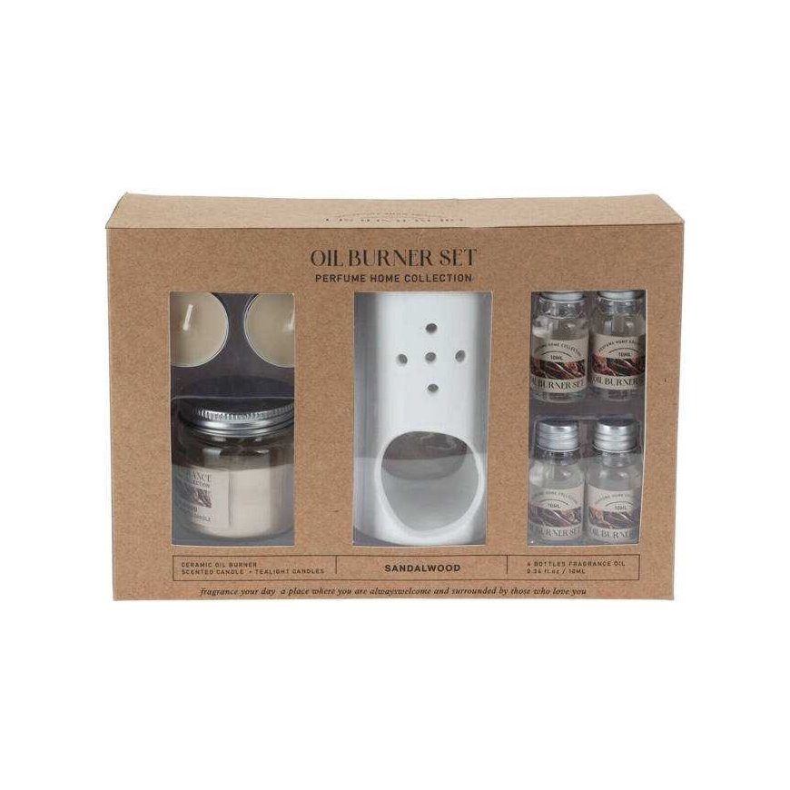 Home Styling Collection Scented set, fireplace with oils and candles, sandalwood