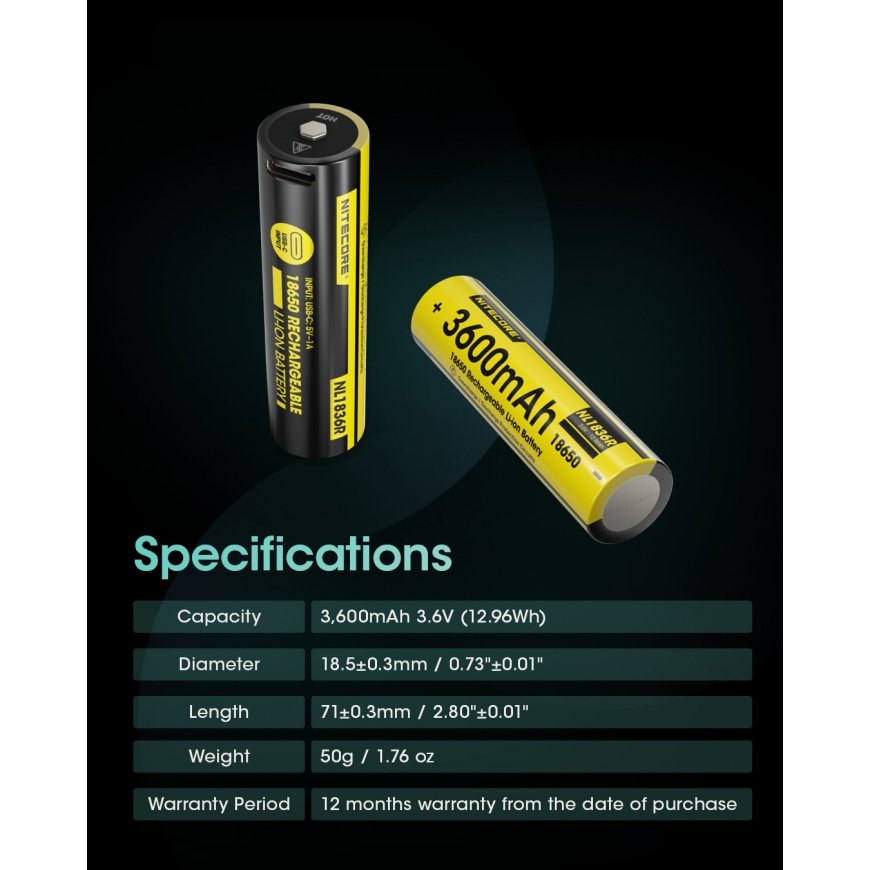 Nitecore NL1836R uzlādējamā baterija Litija jons 3600 mAh 3,6 V – 5
