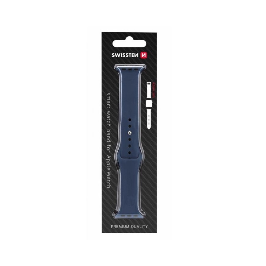 Swissten Silicone Band for Apple Watch 42-44mm Navy - 8595217477155 Ремешок часов – 2