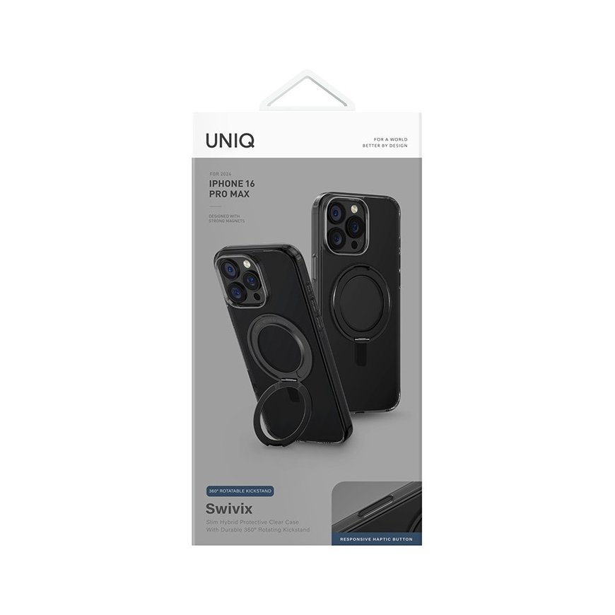 Case UNIQ Swivix for iPhone 16 Pro Max 360 Rotating Kickstand bl