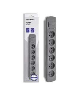 Qoltec 50277 удлинитель 1,8 m 6 розетка(и) Для помещений Серый