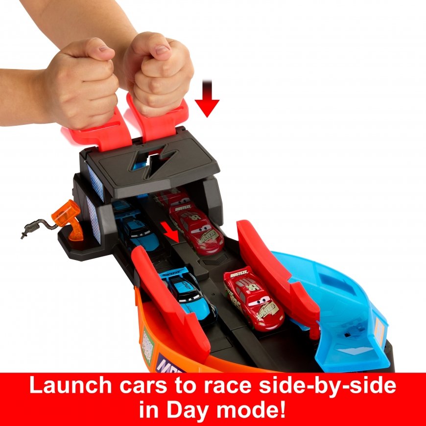 Disney Pixar Cars Disney and Pixar Cars Glow Racers Launch & Criss-Cross Glow Race Playset – 4
