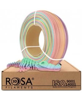 3D plastic PLA multicolor (rainbow) pastel 1.75mm 1kg refill pack Rosa3D
