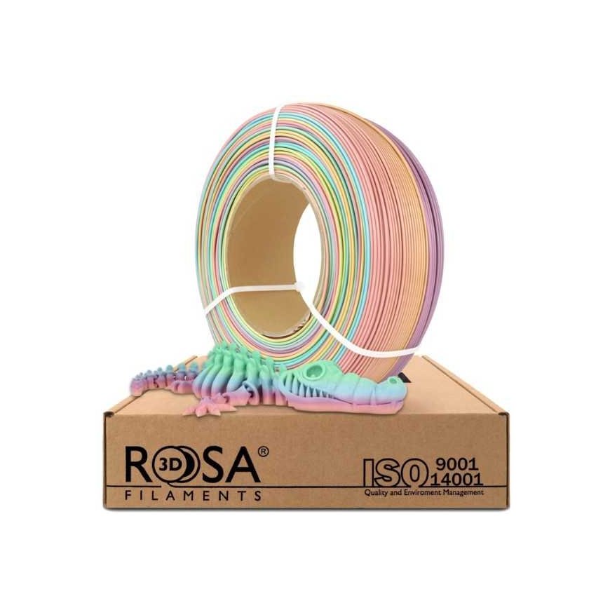3D plastic PLA multicolor (rainbow) pastel 1.75mm 1kg refill pack Rosa3D – 3